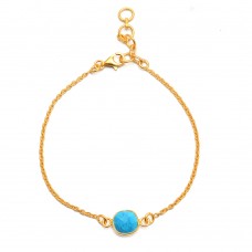 Turquoise oval silver bezel bracelet